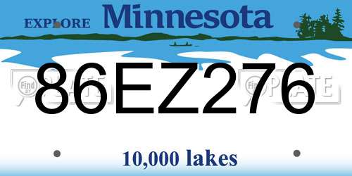 86EZ276 Minnesota License Plate