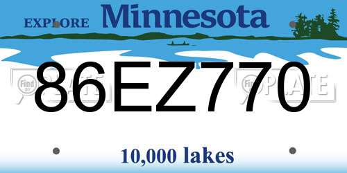 86EZ770 Minnesota License Plate