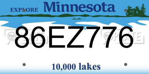 86EZ776 Minnesota License Plate