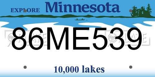 86ME539 Minnesota License Plate