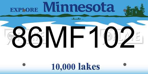 86MF102 Minnesota License Plate