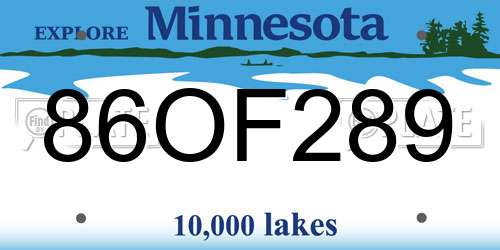 86OF289 Minnesota License Plate