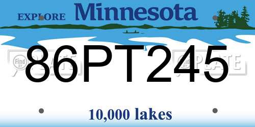 86PT245 Minnesota License Plate