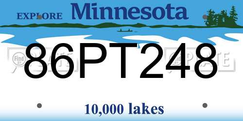 86PT248 Minnesota License Plate