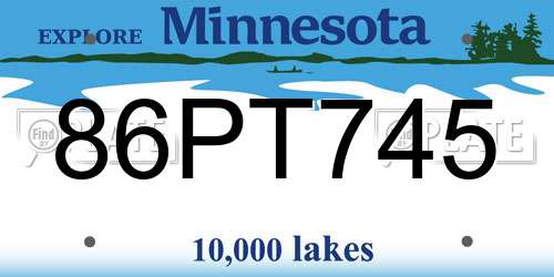 86PT745 Minnesota License Plate