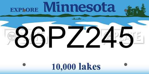 86PZ245 Minnesota License Plate