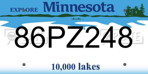 86PZ248 Minnesota License Plate