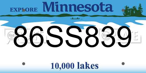 86SS839 Minnesota License Plate