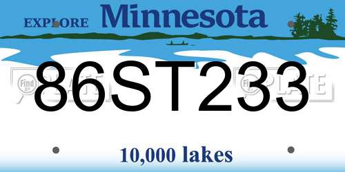 86ST233 Minnesota License Plate