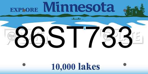 86ST733 Minnesota License Plate