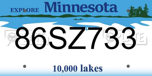 86SZ733 Minnesota License Plate