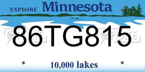 86TG815 Minnesota License Plate