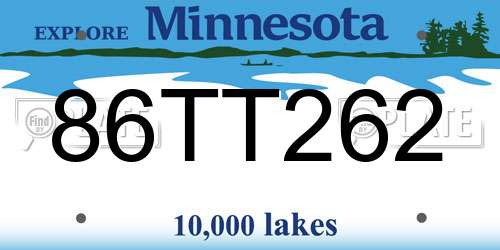86TT262 Minnesota License Plate