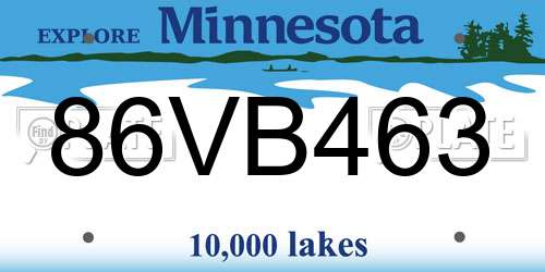 86VB463 Minnesota License Plate