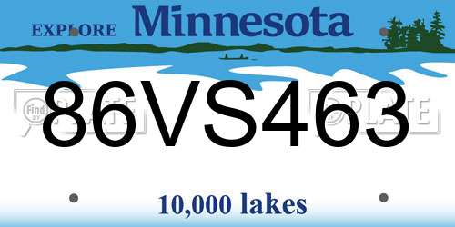 86VS463 Minnesota License Plate