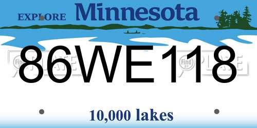 86WE118 Minnesota License Plate
