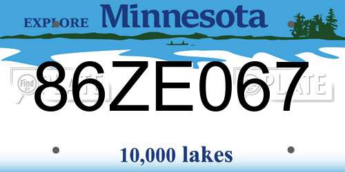 86ZE067 Minnesota License Plate