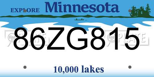 86ZG815 Minnesota License Plate