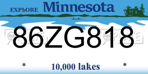 86ZG818 Minnesota License Plate