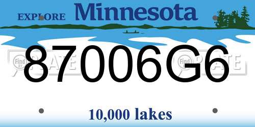 87006G6 Minnesota License Plate
