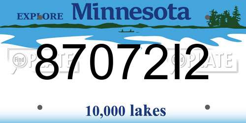87072I2 Minnesota License Plate