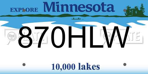 870HLW Minnesota License Plate