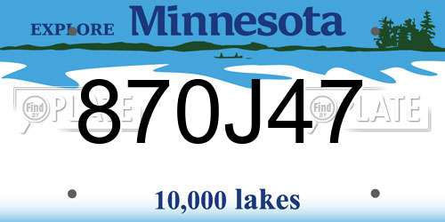870J47 Minnesota License Plate
