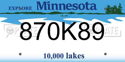 870K89 Minnesota License Plate