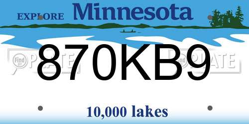 870KB9 Minnesota License Plate
