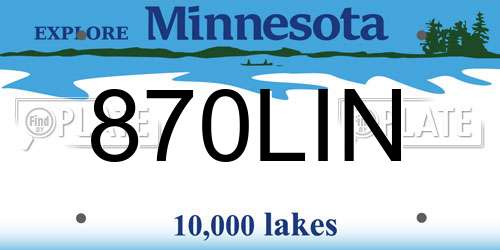 870LIN Minnesota License Plate