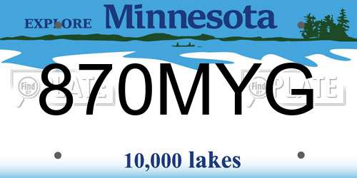 870MYG Minnesota License Plate
