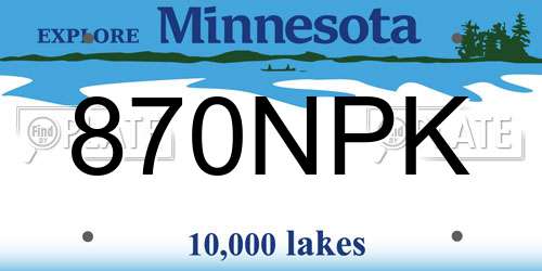 870NPK Minnesota License Plate