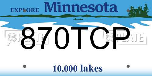 870TCP Minnesota License Plate