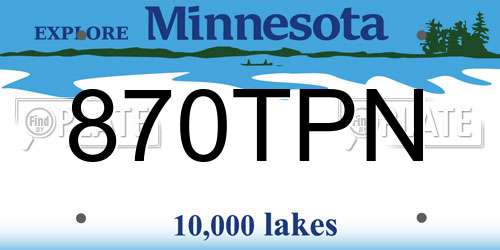 870TPN Minnesota License Plate
