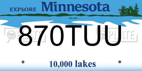 870TUU Minnesota License Plate