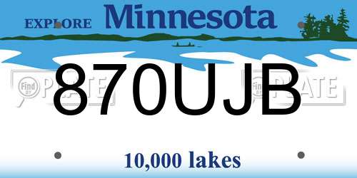 870UJB Minnesota License Plate