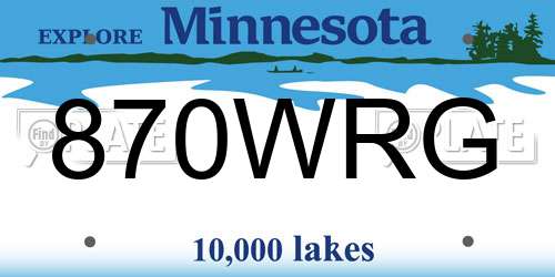 870WRG Minnesota License Plate