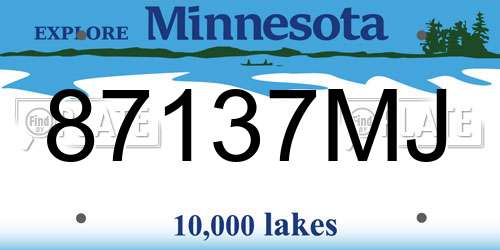 87137MJ Minnesota License Plate