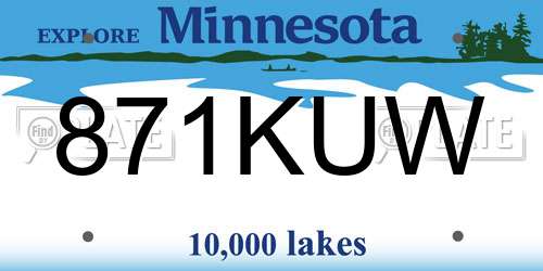 871KUW Minnesota License Plate