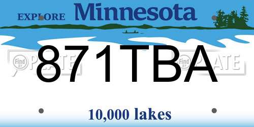 871TBA Minnesota License Plate