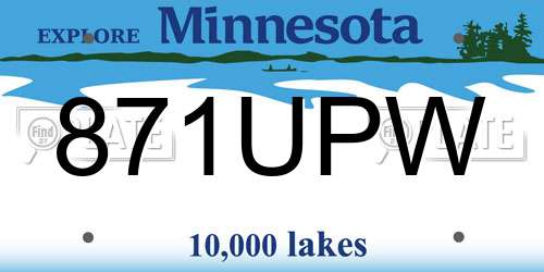 871UPW Minnesota License Plate