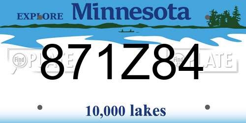 871Z84 Minnesota License Plate