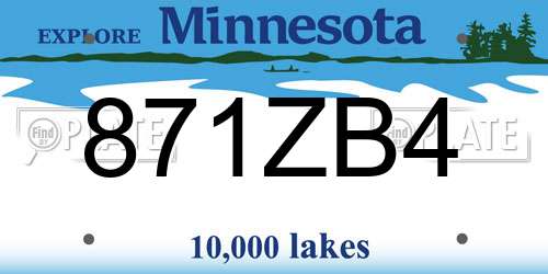 871ZB4 Minnesota License Plate