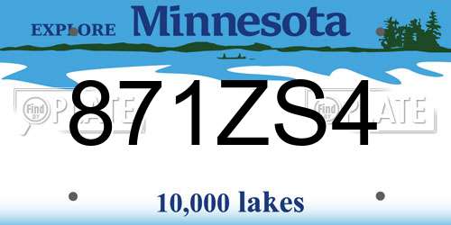 871ZS4 Minnesota License Plate