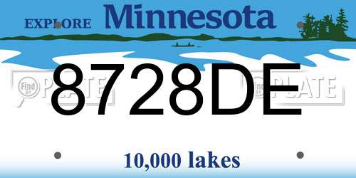 8728DE Minnesota License Plate