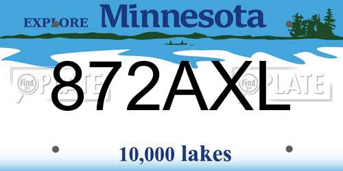 872AXL Minnesota License Plate