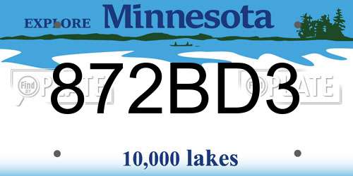 872BD3 Minnesota License Plate