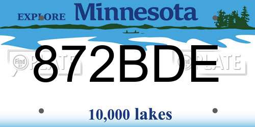 872BDE Minnesota License Plate