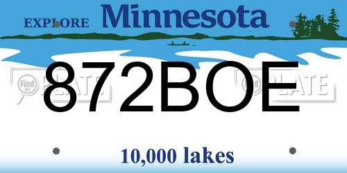 872BOE Minnesota License Plate