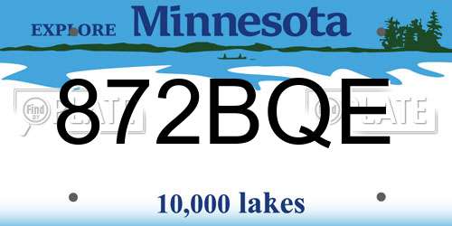 872BQE Minnesota License Plate